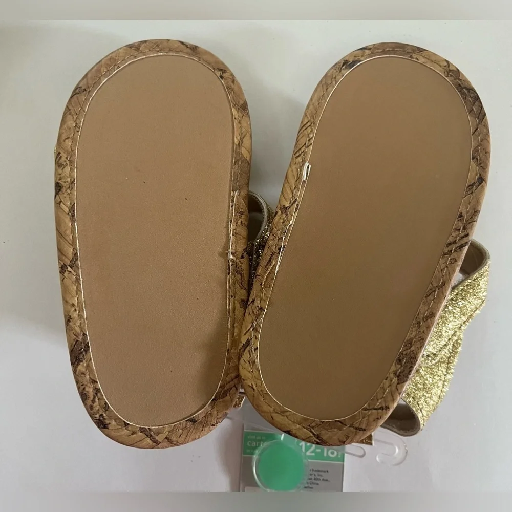 Nwt baby toddler carters gold braided sandals 12-18 months